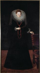 Retrato de uma nobre dama de Génova Pintura de Guilliam Van Deynen (1575-1624) 1610 Dim 225x120 cm Musei di Strada Nuova (ex Palazzo Bianco) Genes, Itália de Guilliam van Deynen