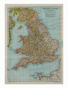 Mapa da Inglaterra e País de Gales, c1910