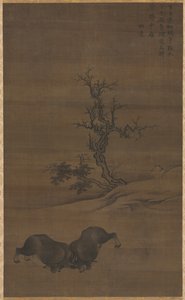 Herdboys e búfalos na paisagem, 1200. de Guo Min