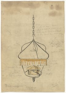 Desenho para uma lâmpada pendente de Gust van de Wall Perné (signed by artist)