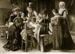 A infância de Martin Luther, ilustração da "Hutchinson&39;s Story ofthe British Nation", c.1923 de Gustav Adolph Spangenberg