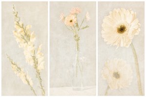 Tríptico floral desbotado