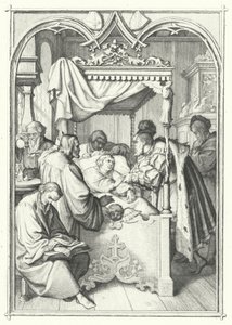 John, Eleitor da Saxônia, visita Martin Lutero no hospital (gravura) de Gustav Ferdinand Leopold Konig