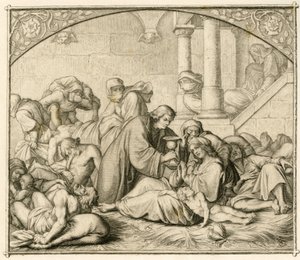 Lutero com doentes de pragas em Wittenberg de Gustav Ferdinand Leopold Konig