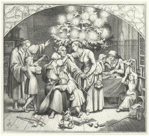 Martin Luther e sua família aproveitando a época festiva (gravura)