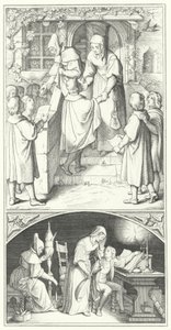 Martin Luther como um jovem estudante cantando na cidade de Eisenach (gravura) de Gustav Ferdinand Leopold Konig