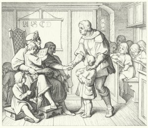 Martin Luther na escola (gravura) de Gustav Ferdinand Leopold Konig