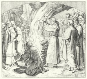 Martinho Lutero queimando a bula papal em Wittenberg, 1520 de Gustav Ferdinand Leopold Konig