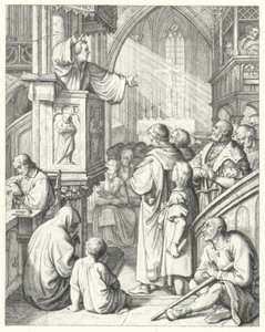 Martinho Lutero proferindo um sermão (gravura) de Gustav Ferdinand Leopold Konig