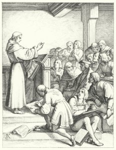 Martin Luther em uma palestra de filosofia e teologia para o seu bacharelado (gravura) de Gustav Ferdinand Leopold Konig