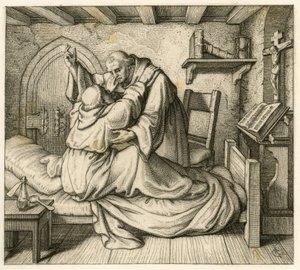 Martinho Lutero é consolado por um velho monge, porque estava exausto do corpo e da mente humana de Gustav Ferdinand Leopold Konig