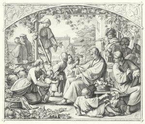 Martin Luther com sua família e alguns de seus contemporâneos curtindo o verão (gravura) de Gustav Ferdinand Leopold Konig
