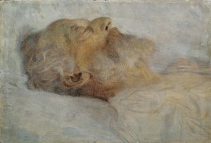 Velho em seu leito de morte de Gustav Klimt