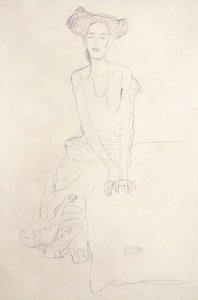 Aug Ruhubeit, a Jovem, apoiando-se com as mãos, 1908 de Gustav Klimt