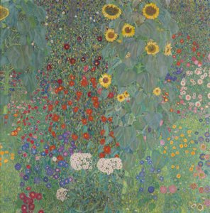 Jardim da casa de campo com girassóis de Gustav Klimt