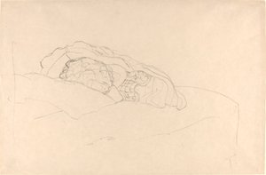 Menina enrolada na cama de Gustav Klimt