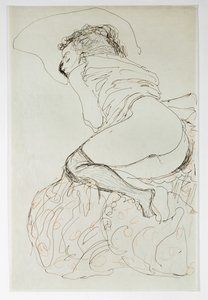 Mulher nua, virada para a esquerda de Gustav Klimt