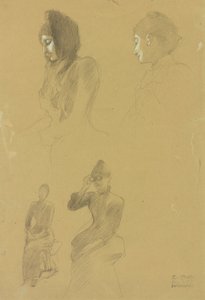 Quatro estudos de retrato de mulheres de Gustav Klimt