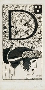 Inicial D, utilizada no terceiro número da Ver Sacrum, a revista do movimento Art Nouveau Secession na Áustria de Gustav Klimt