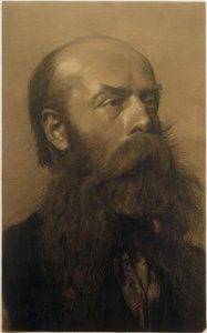 Cabeça de um homem barbudo no perfil de três quartos à direita de Gustav Klimt