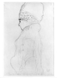 Senhora com um chapéu alto, c.1917, de Gustav Klimt