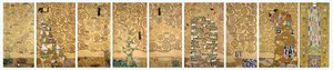 Nove desenhos de trabalho da execução de um friso de mosaico para a sala de jantar da Stoclet House em Bruxelas de Gustav Klimt