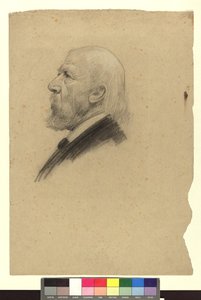 Estudo de retrato de um homem idoso, de perfil para a esquerda de Gustav Klimt