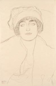 Retrato em um chapéu, 1917-118 de Gustav Klimt