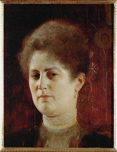 Retrato de uma senhora, c.1894 (óleo sobre madeira) de Gustav Klimt