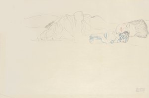 Reclinado meio nu para a direita, c.1914-15 de Gustav Klimt