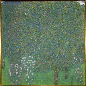 Roseiras sob árvores de Gustav Klimt