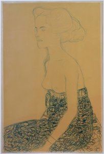 Sentado meio ato para a esquerda de Gustav Klimt