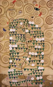 Esboços para o Friso do Palais Stoclet em Bruxelas, Bélgica (aguarela e lápis sobre papel) de Gustav Klimt
