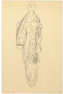 Senhora de pé com capa, c.1914-16 (lápis sobre papel) de Gustav Klimt