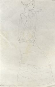 Mulher em Pé com as Mãos Levantadas de Gustav Klimt