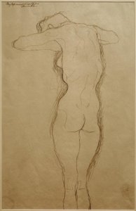 De pé, braços dobrados horizontalmente (estudo) de Gustav Klimt