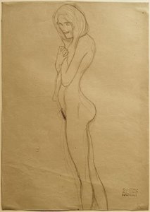 Estudo para a górgona esquerda no friso de Beethoven de Gustav Klimt