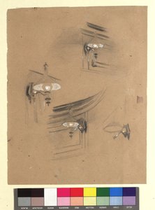 Studien zum "Zuschauerraum im Alten Burgtheater": Studien von vier Lampen de Gustav Klimt