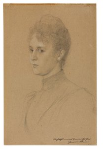 Estudo para um retrato (Sra. Heymann), c.1892 (lápis com aguçamento branco sobre papel lustroso) de Gustav Klimt