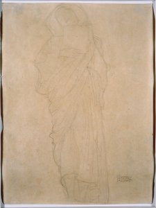 Estudo de uma mulher para "Jurisprudência", c.1903 (grafite sobre papel) de Gustav Klimt