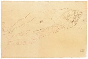 Dois nus reclináveis, c.1913 de Gustav Klimt