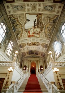 Vienna Burgtheatre (Teatro do Tribunal), escadaria (à esquerda): Teatro de Taormina de Gustav Klimt