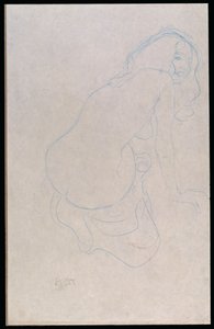 Mulher inclinada para a direita com cabelo comprido, c.1910-11 de Gustav Klimt