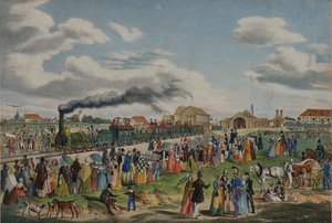 Abertura da ferrovia Munique-Augsburg em 1º de setembro de 1839, 1839. de Gustav Kraus