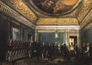 Troca da Guarda do Regimento Preobrazhensky no Palácio Gatchina na época de Paulo I, 1845
