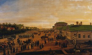 O czar Nicolau retornando de uma parada militar em Krasnoe Selo, 1848