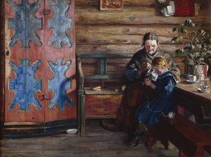 Interior da quinta com a neta (óleo sobre tela) de Gustav Wentzel