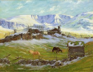 Sol matinal sobre a montanha, Vaga (óleo sobre tela) de Gustav Wentzel