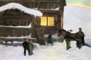 Chegada dos convidados (cor litho) de Gustav Wentzel