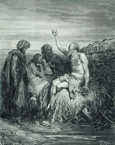 Job and His Friends, gravada por J. Regnier, c.1868 (gravura) de Gustave (after) Dore